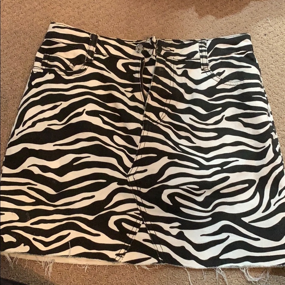 Zebra jean skirt